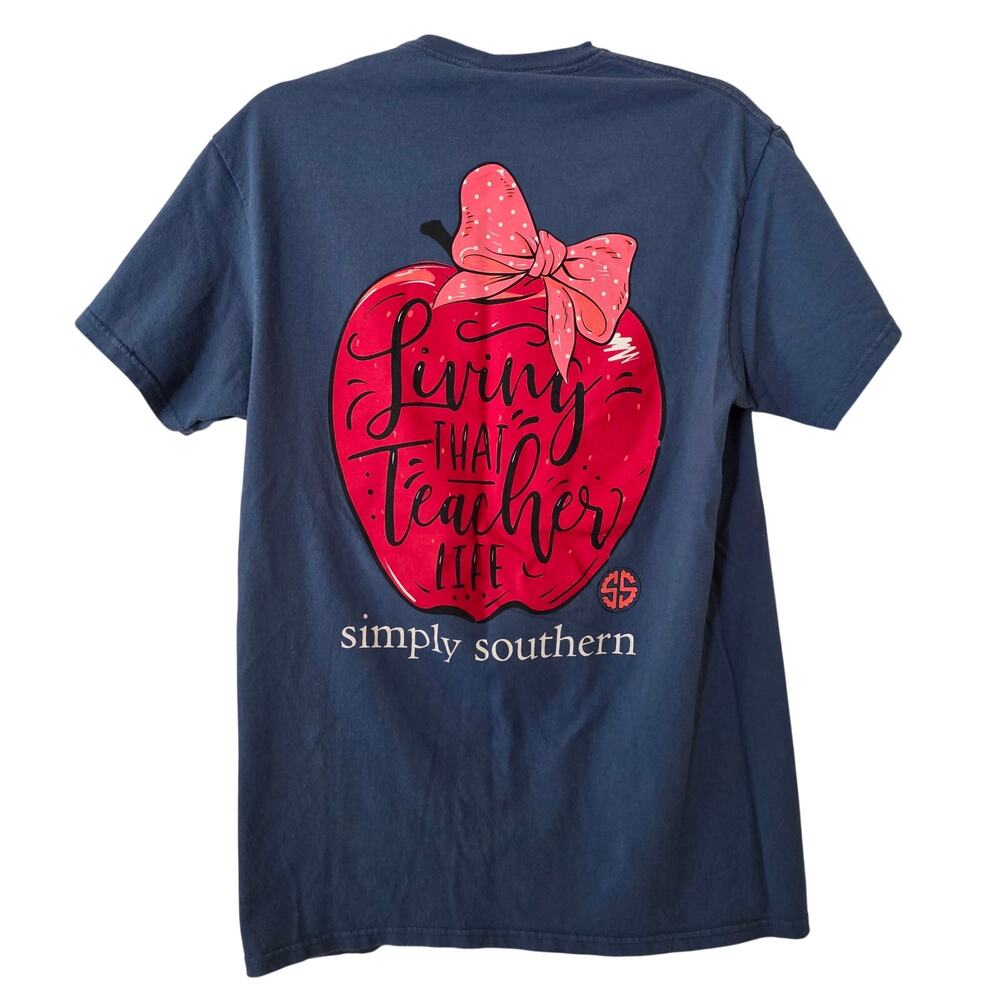 Simply Southern "Living That Teacher Life" Short Sleeve T-Shirt Size Medium